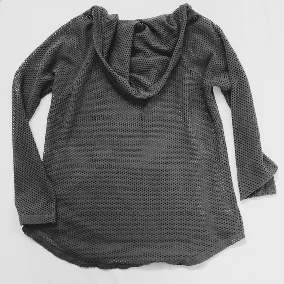 PURE KARMA Gray Yoga Pullover Hoodie - Open Weave - Medium - Picture 3 of 9